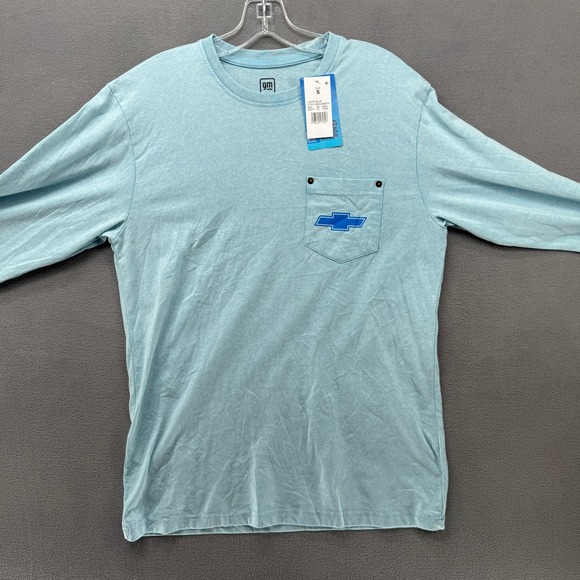 GM Chevrolet 1971 Camaro Graphic Long Sleeve Pocket T-Shirt Light Blue Mens S - Picture 6 of 10